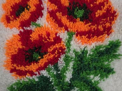 Handmade Latch Hook Floral Decorative Pillow Cover with Zipper Closure