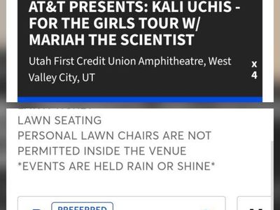 4 Kali Uchis Concert Tickets - Utah First Credit Union Amphitheatre Lawn Seating (Aug 5, 2026)