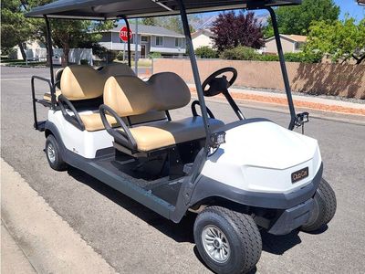 6-Passenger White Club Car Tempo Gas EFI Golf Cart with Lights