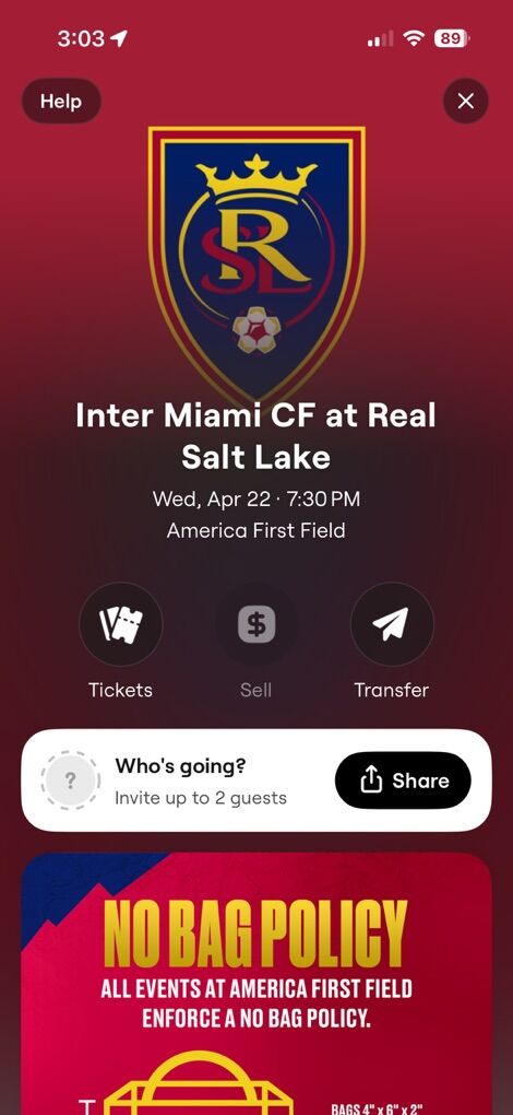 2 Inter Miami Vs RSL Concourse Tickets