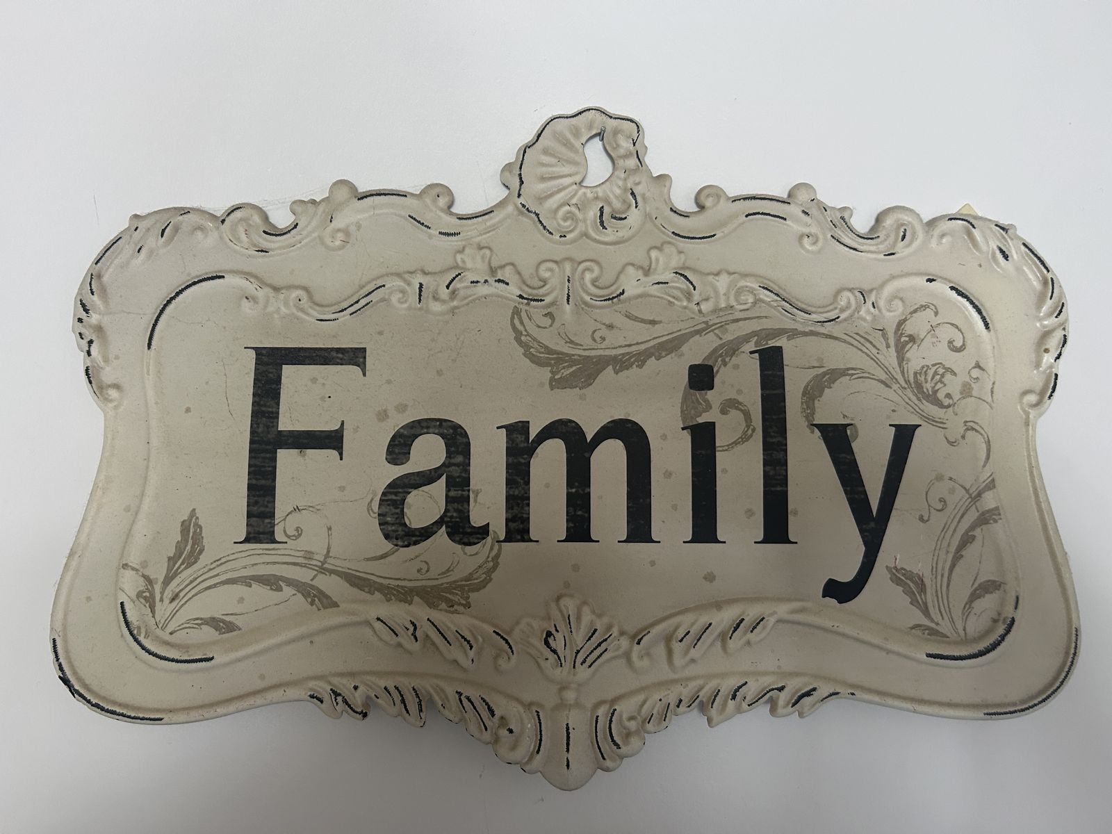Distressed Farmhouse “Family” Wall Décor Sign – Shabby Chic / French Country