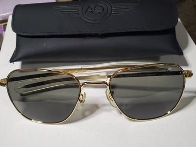 American Optical Original Pilot Sunglasses - Gold Frame, Polarized Gray Lenses (55-20-140mm)