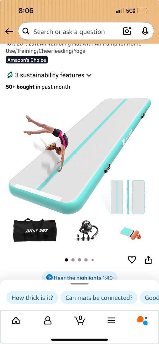 inflatable tumbling mat