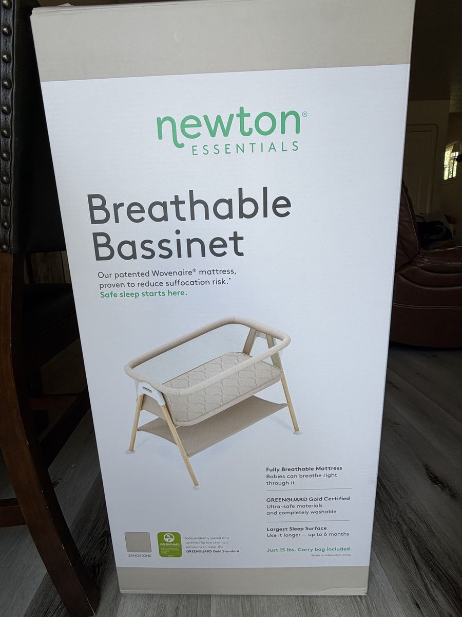 Newton Essentials Breathable Bassinet with Wovenair Mattress - Sandstone