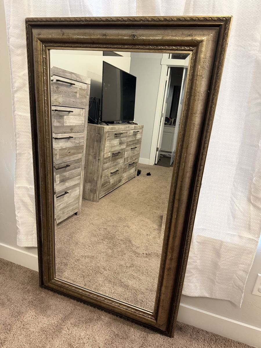 Large Gold Framed Ornate Mirror - Full Length Accent Decor