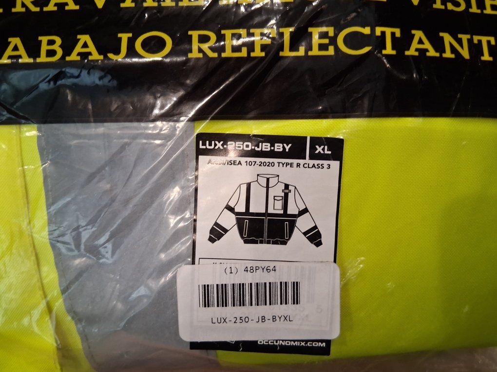 OccuNomix High Visibility Class 3 Bomber Jacket Yellow Black Size XL NIP