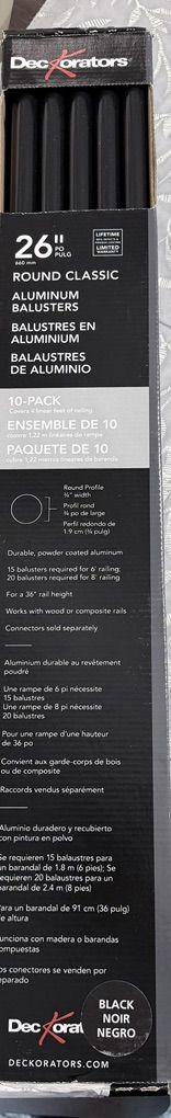 NEW Deckorators Round Classic Aluminum Balusters