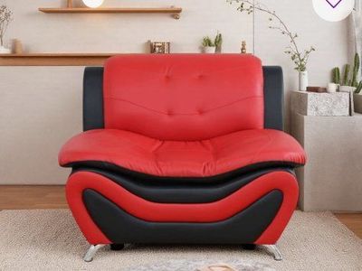 Latitude Run 42" Wide Red & Black Breathable Faux Leather Accent Chair