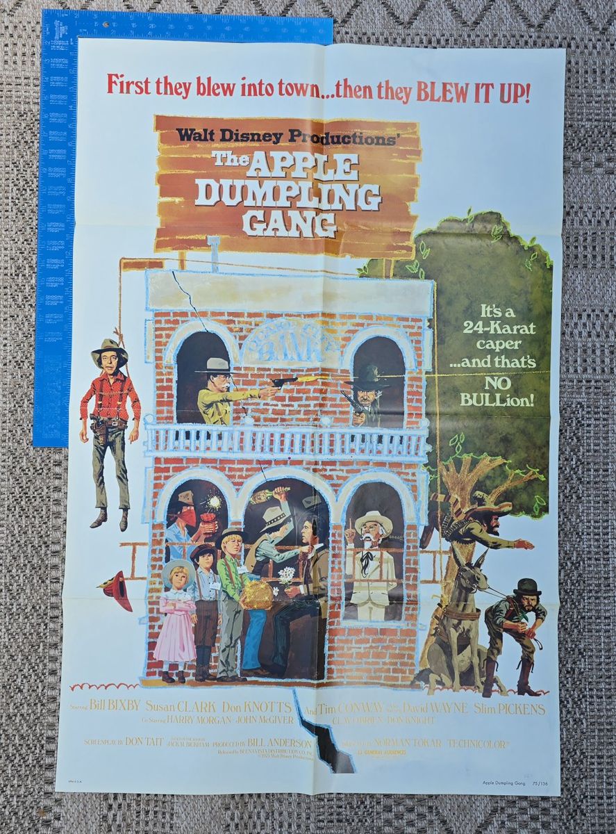 Walt Disney's The Apple Dumpling Gang Original 1975 Movie Poster, Bill Bixby, Don Knotts