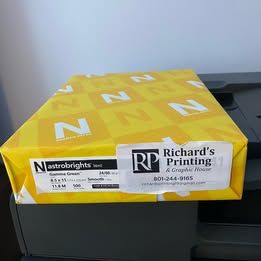 9 packages of Astrobright gamma green 8.5 x 11 24lb.