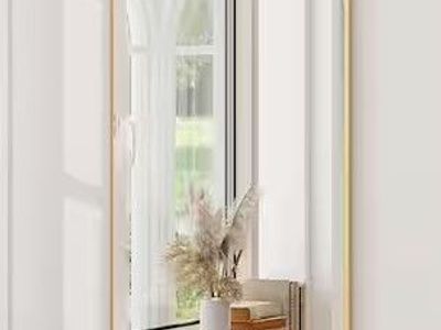 New - XRAMFY 18"W x 58" H Arched Gold Modern Mirror