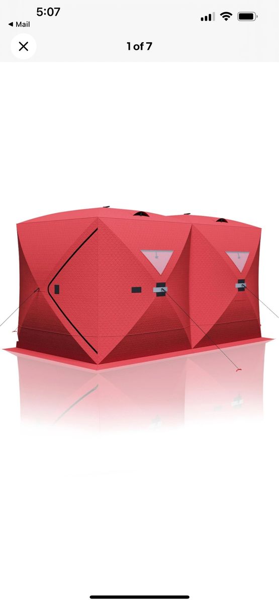 ThunderBay B1525 6 Person Ice Shelter Red Pop-Up Hub Ice Fishing Tent