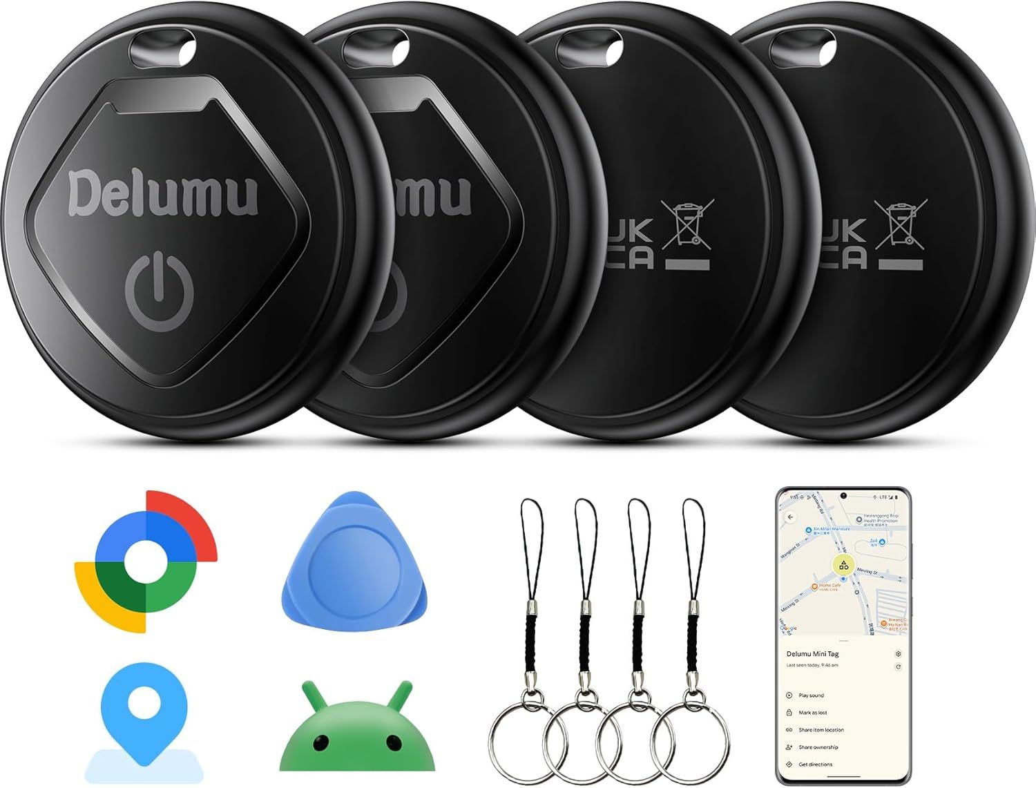NEW Air Tracker Android, 2026 New Smart Tags-4 Pack Android Tracker for Google'S Find Hub App, Bluetooth Tracker Keys Finder etc