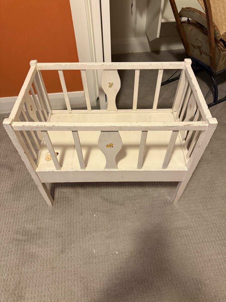 Vintage wooden doll crib