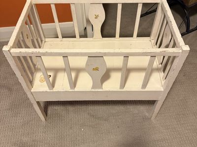 Vintage wooden doll crib