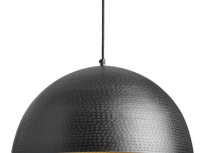 NIB: Zuri Black Hammered Dome Pendant Lamp