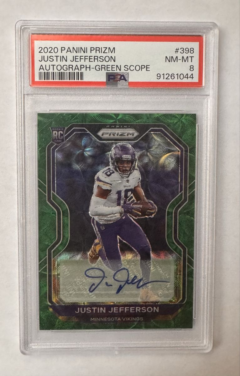 2020 Prizm Justin Jefferson Green Scope Auto PSA 8