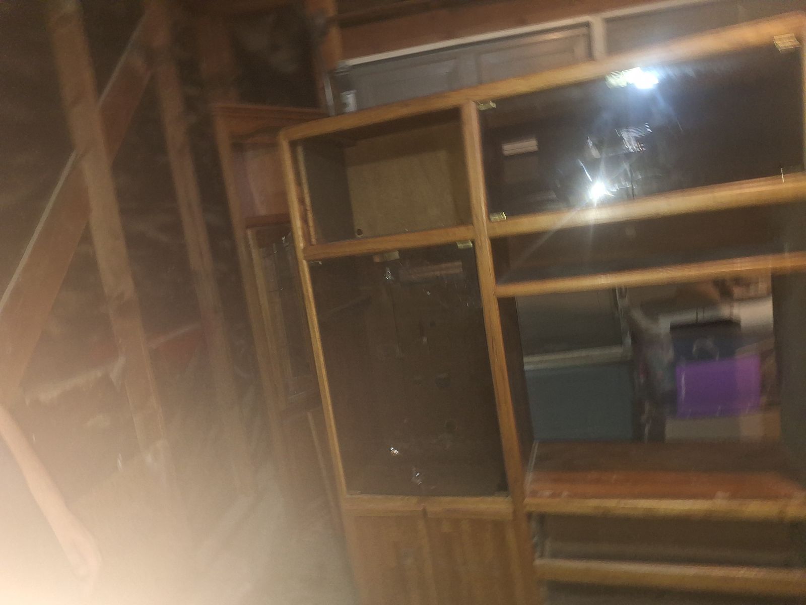 Oak Entertainment Center with light