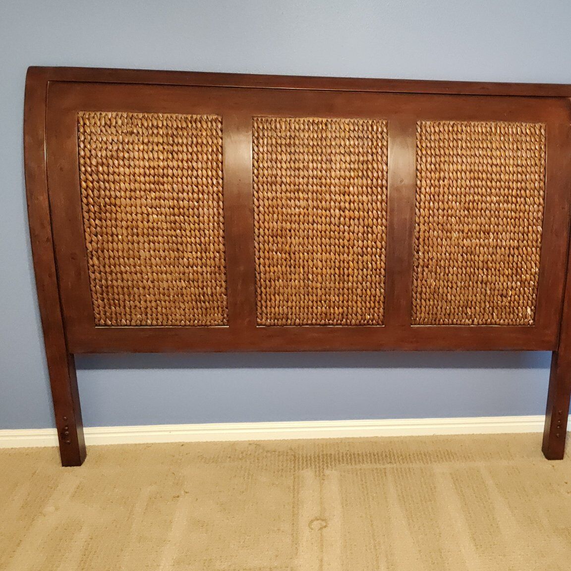 King size bed wood and wicker headboard Pier 1 head board