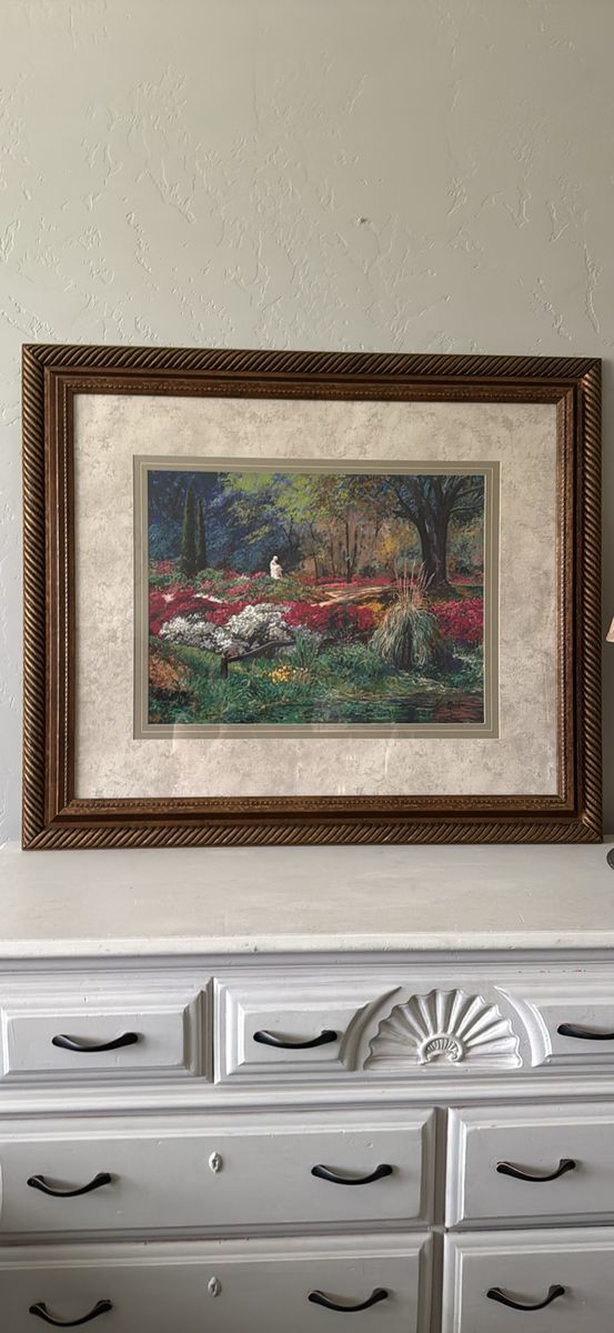 Beautiful Framed Floral Garden Print Wall Art Decor