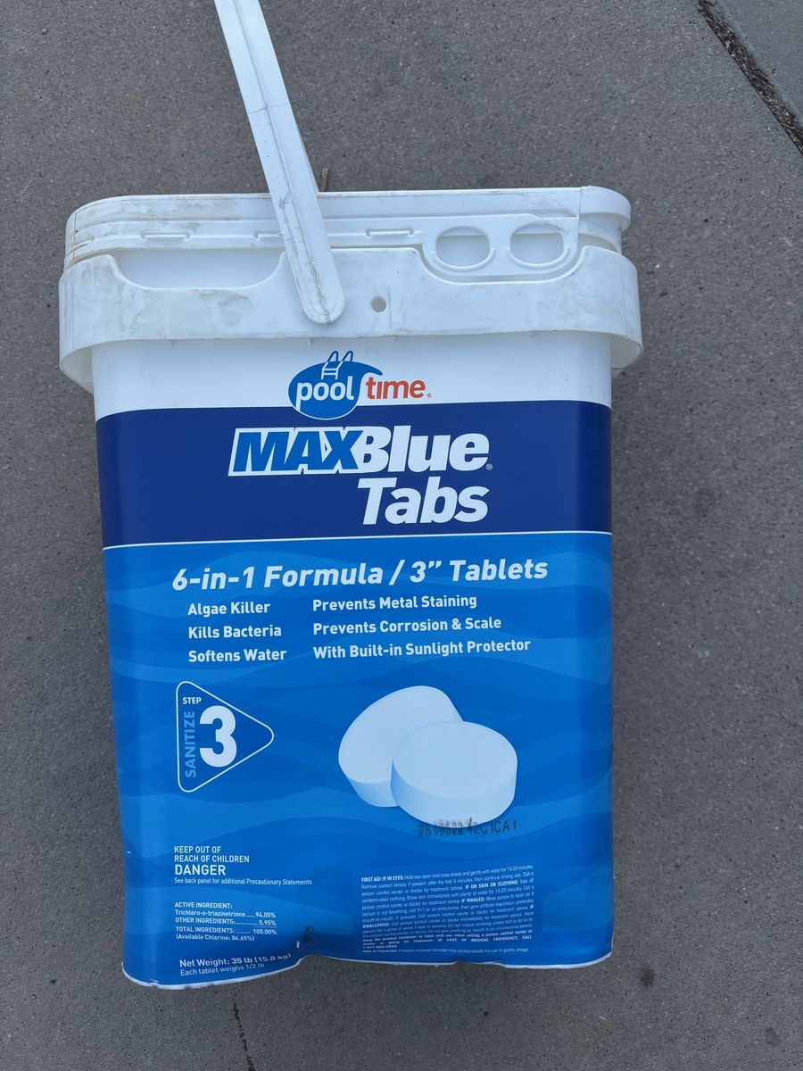 Pool Time max blue 3" chlorine tablets new sealed 35 lb