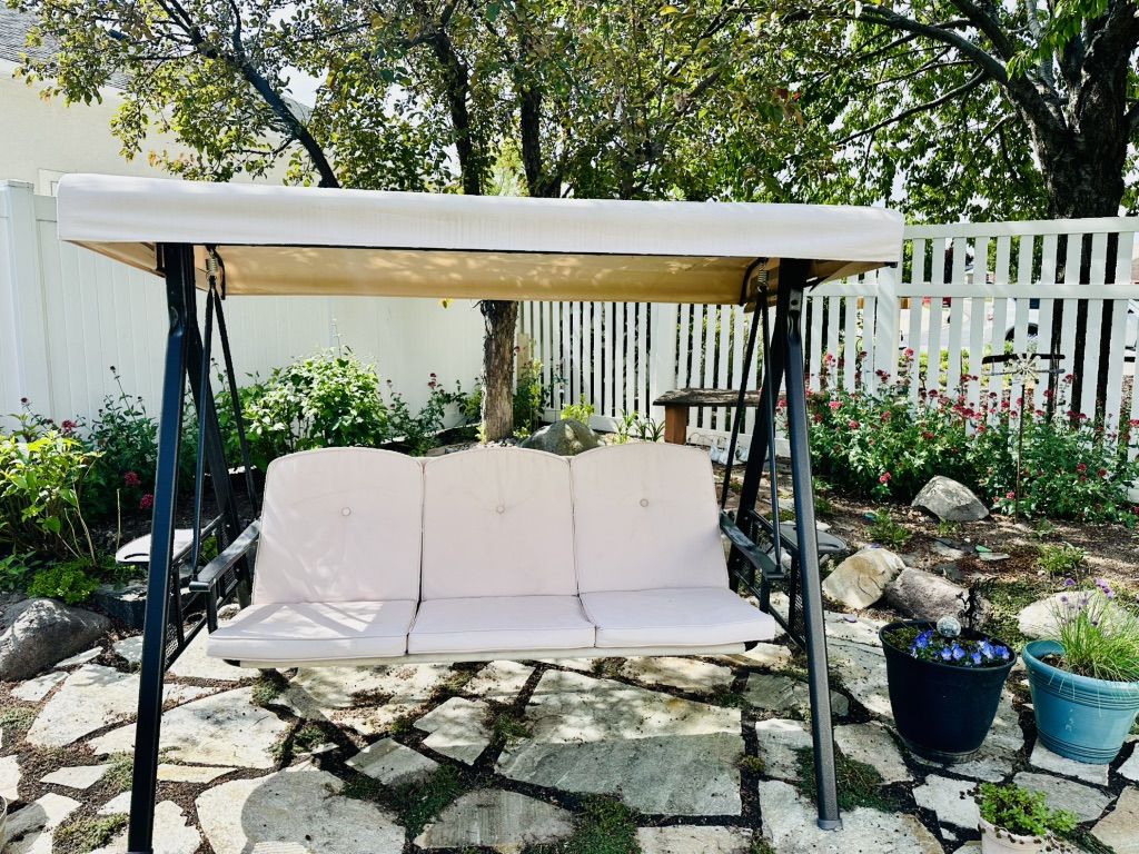 Three Seat Outdoor Porch Swing With Canopy