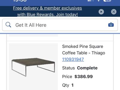 50”x 50” x 16” coffee table (Smoked Pine Square)