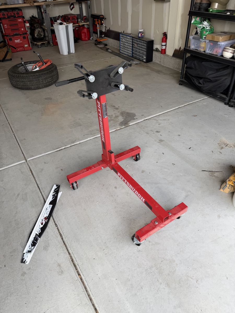 Pittsburgh Automotive 1000 lb Engine Stand - Red, Foldable, Heavy Duty for Auto Repair