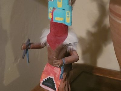 Vintage Hand-Carved & Painted Bagar Kachina Doll Folk Art by EST, Native American Style, Collectible