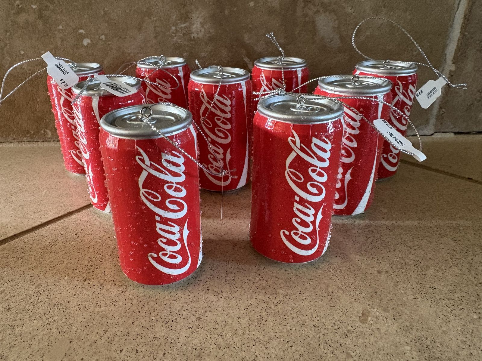9 New Glass Coca Cola Coke Can Ornaments 