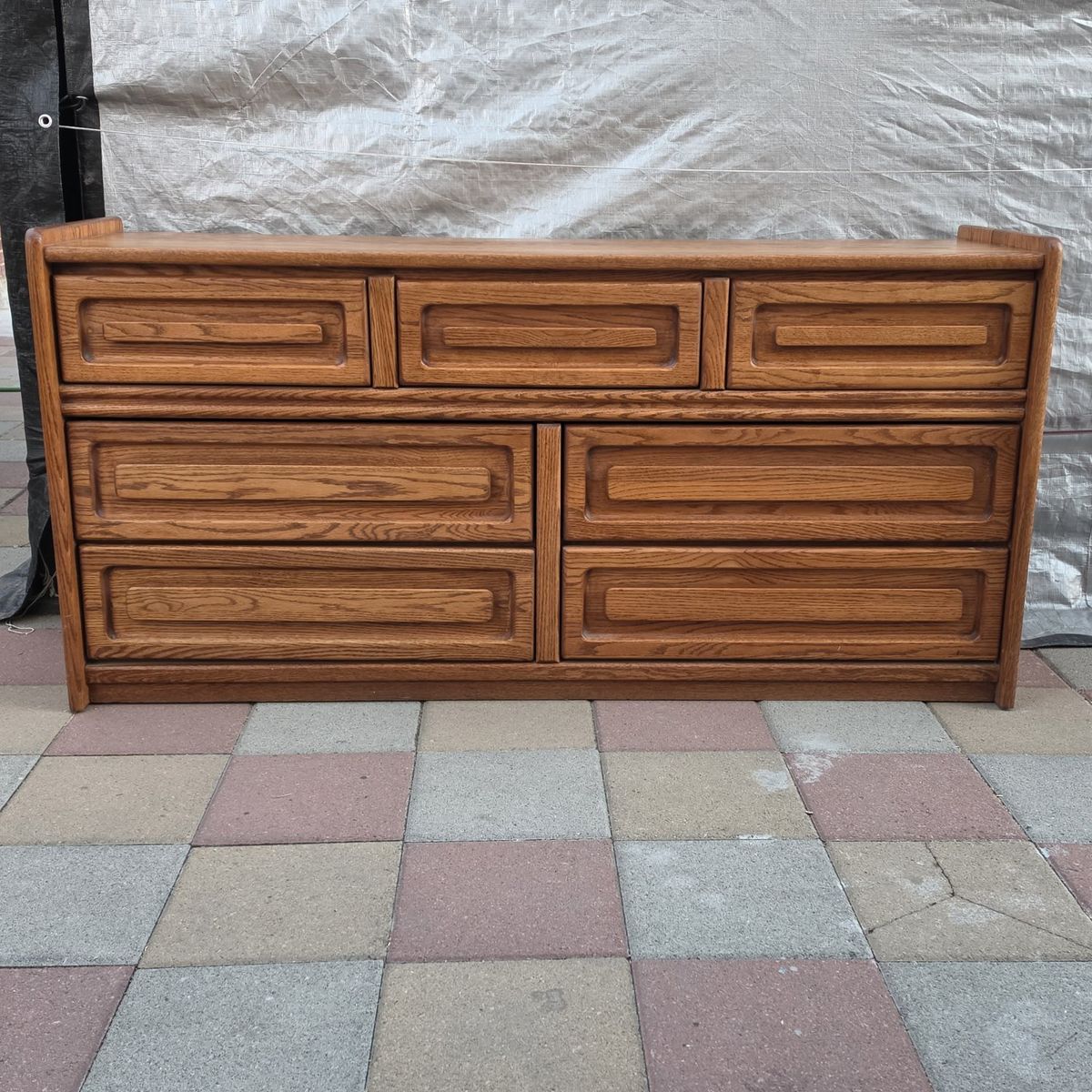 7 Drawer Oak Wood Dresser