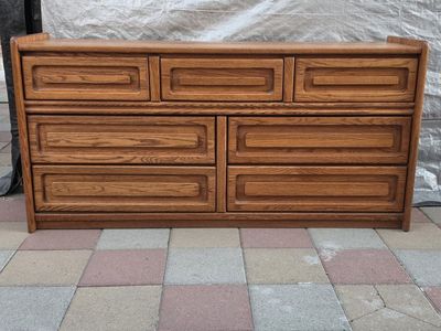 7 Drawer Oak Wood Dresser