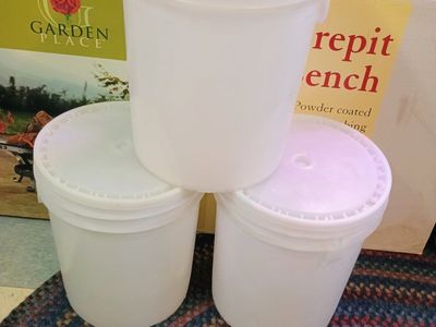 3 White Plastic Buckets with Lids - Multi-Purpose Storage Containers