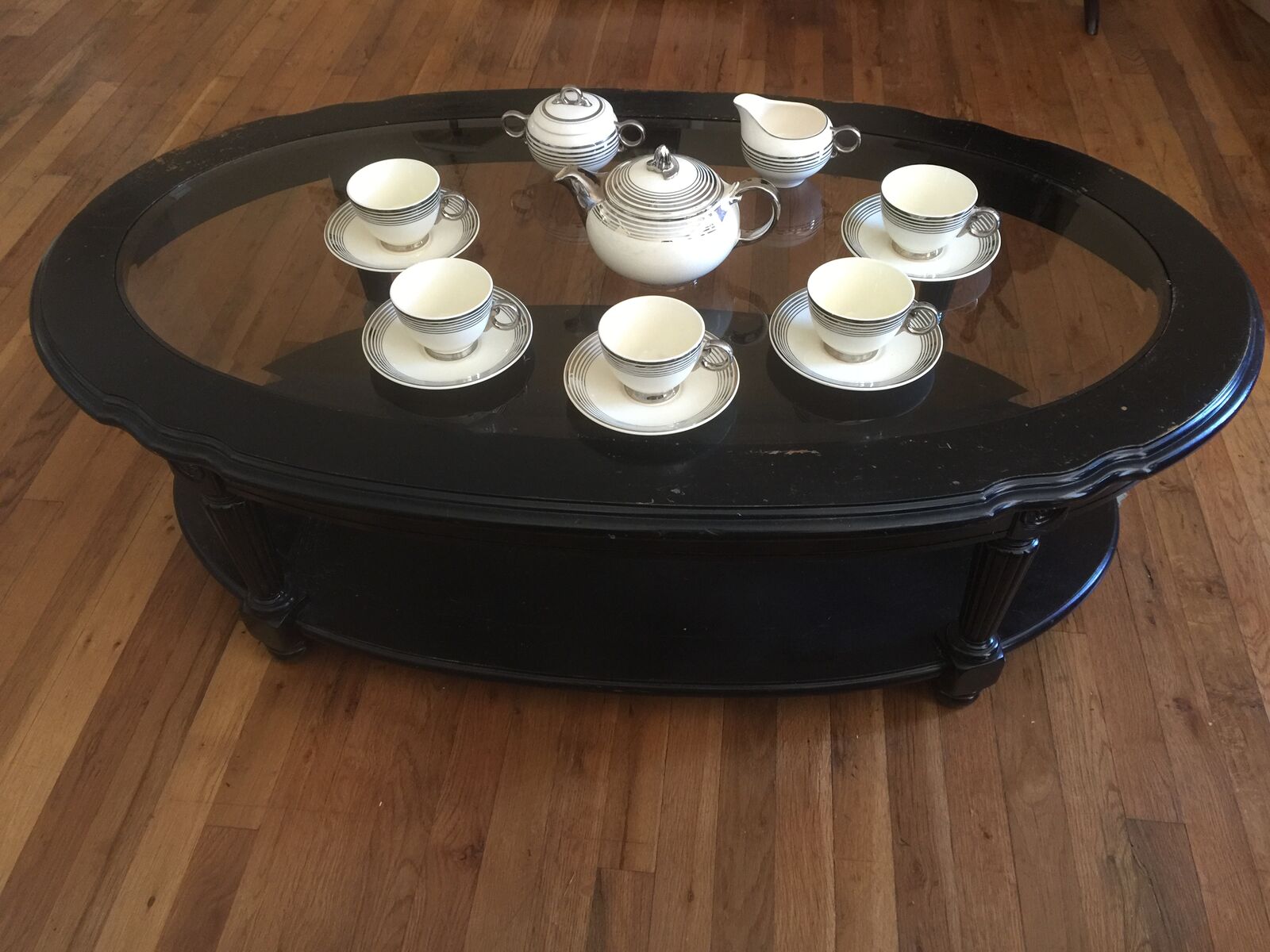 Vintage Platinum Stripe Tea Set