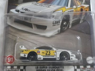 Hot Wheels Premium Boulevard LB Super Silhouette Nissan Silvia (S15) White/Yellow #91 Diecast Car