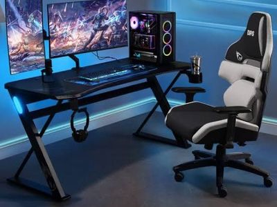 DPS Gaming Desk with LED Lights - Large Z-Shaped Ergonomic Workstation