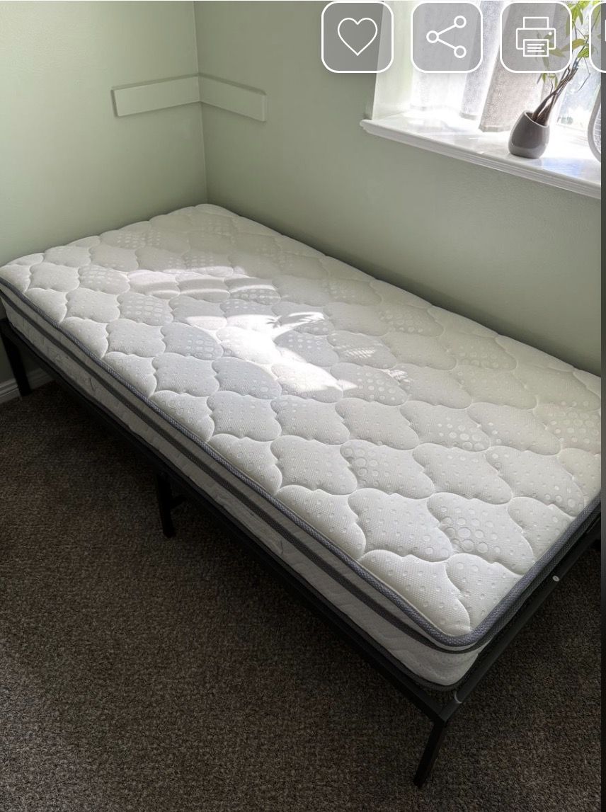 Dorm style mattress with frame