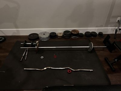 Free weights, two bars, and two hand bars