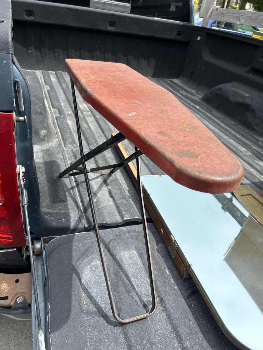 Vintage Metal Tabletop Ironing Board Red Rust Industrial Style