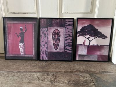 Set of 3 African-Inspired Framed Wall Art Print