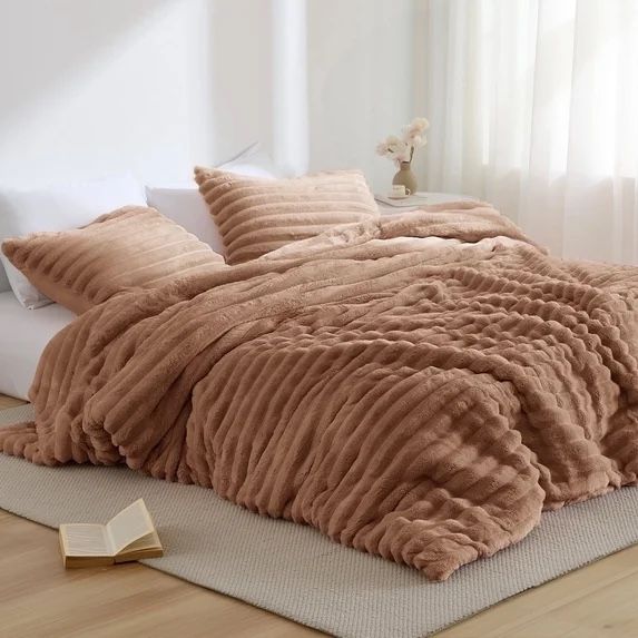New! Regency Heights Full/Queen Size Comforter Set, Fluffy Ribbed Plush Comforter Set, 3-Piece Bedding