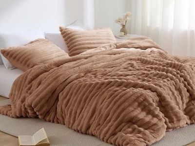 New! Regency Heights Full/Queen Size Comforter Set, Fluffy Ribbed Plush Comforter Set, 3-Piece Bedding