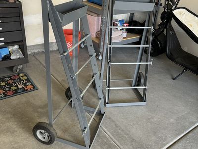 Set of 2 Heavy-Duty Gray Steel Rolling Material Carts with Wheels
