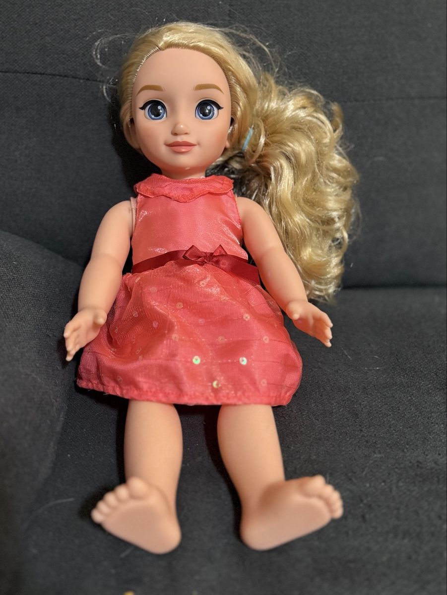 Blonde Hair Doll in Pink Dress