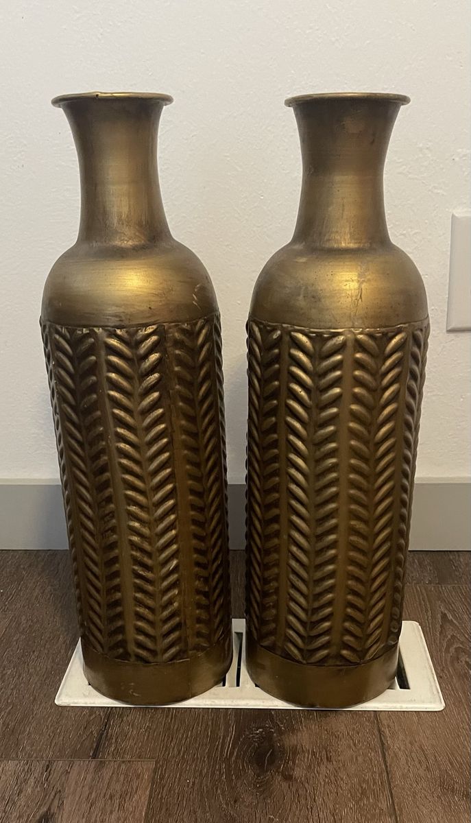 Gold Stamped Metal Vases