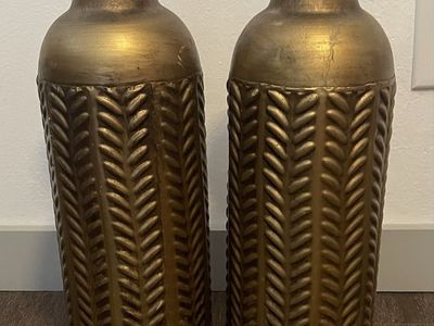 Gold Stamped Metal Vases