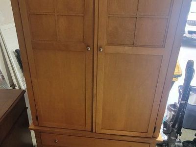 Wooden TV Armoire Media Center Cabinet with Double Doors and Drawers