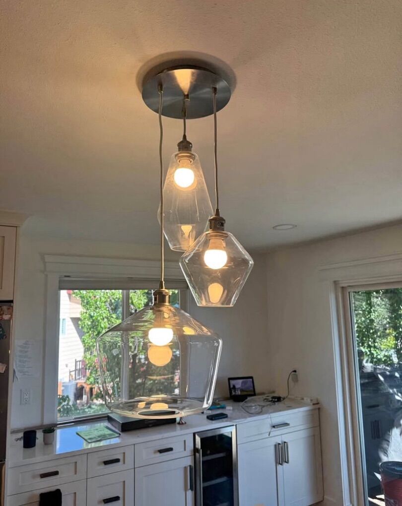 Kitchen Glass Pendant Lights Set Of 2 Island/Bar