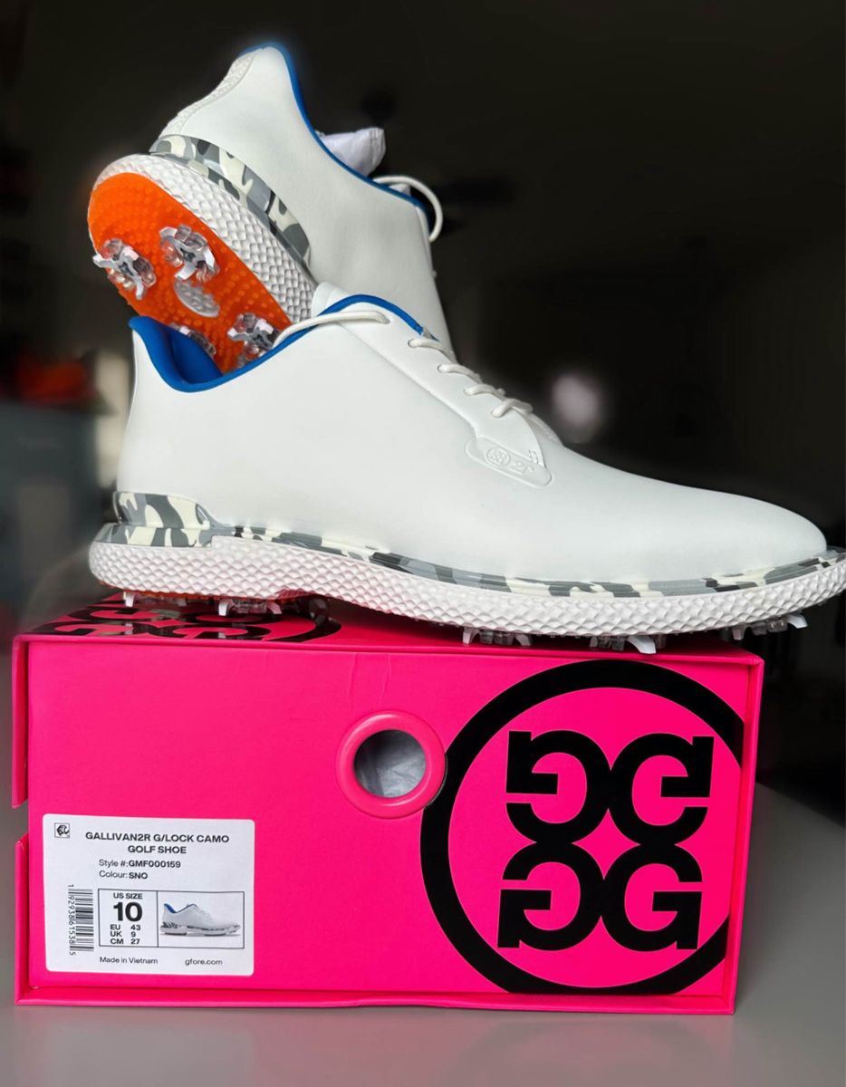 G/FORE Gallivan2R G/LOCK CAMO Golf Shoes White/Camo US Size 10 Spiked NEW