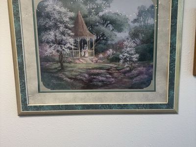 Framed Wall Art Piece with Blue and Grey Matting